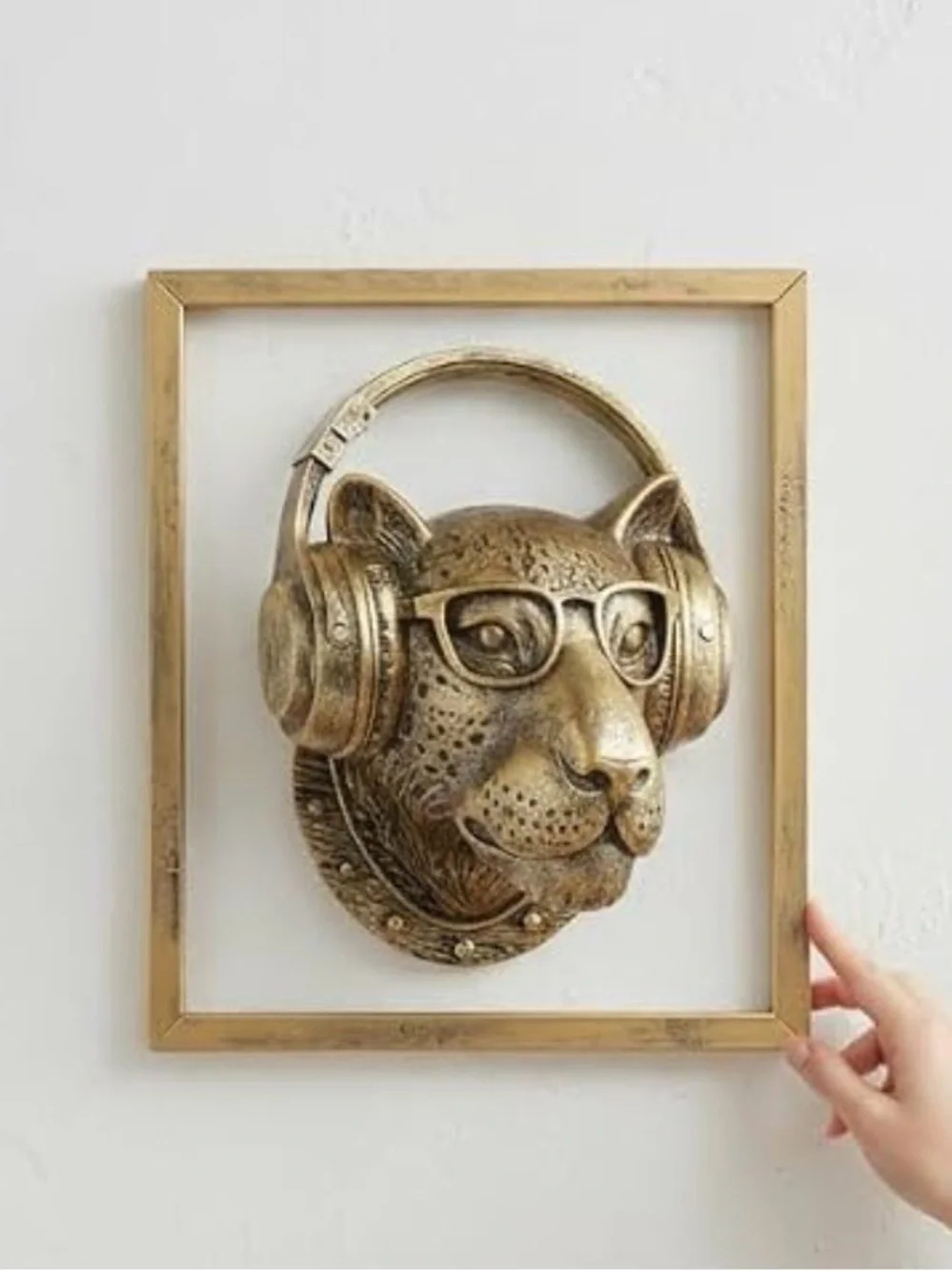 Exquisite Resin Leopard Animal Head Wall Sculpture gift Metal Frame NEW